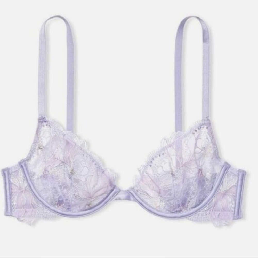 Victoria's Secret Icy Lavender Floral Lace Bra